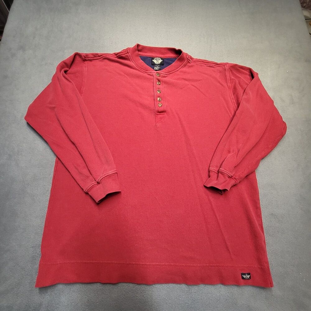 Dockers Shirt Mens L Red Quarter Button Long Sleeve Henley